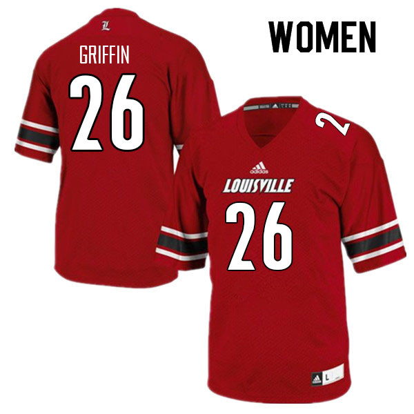 Women #26 M.J. Griffin Louisville Cardinals College Football Jerseys Sale-Red - Click Image to Close